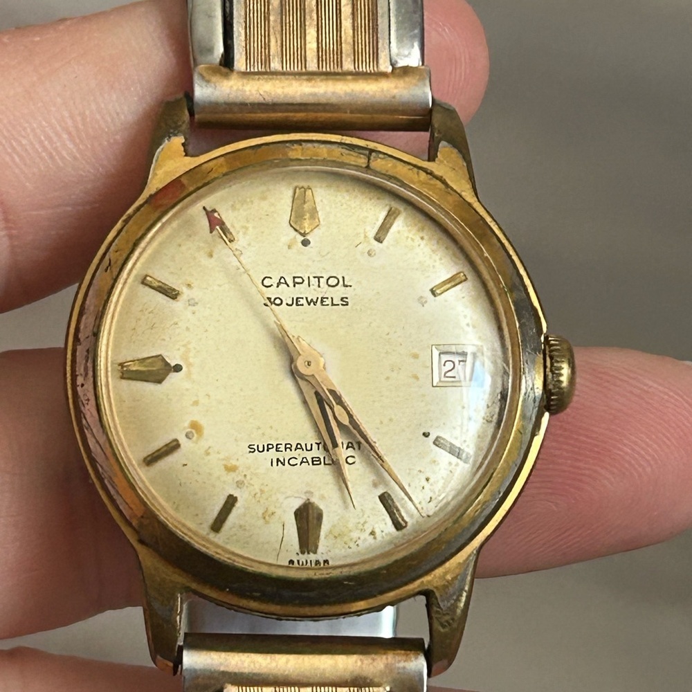 CAPITOL 30 jewels vintage collectors Gold Watch mechanical 👨